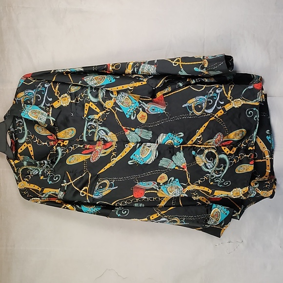 BOOHOO elegant black w design blouse - Picture 1 of 6